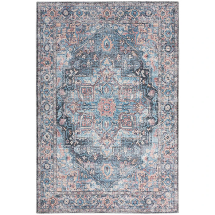 Nicole Curtis Machine Washable Series 1 Area Rug SR101 Light Blue Multi