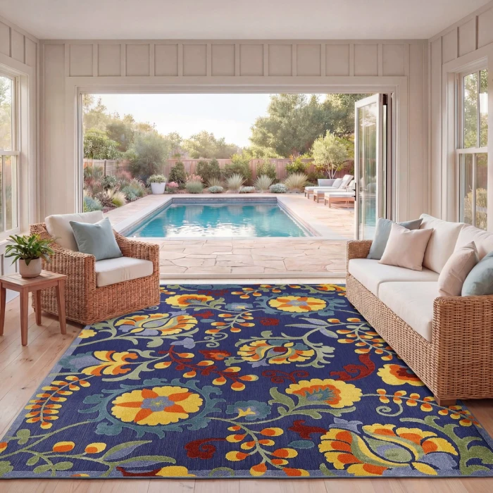 Nourison Aloha Navy Multicolor ALH17 10ft. x 14ft. Rect. Rug