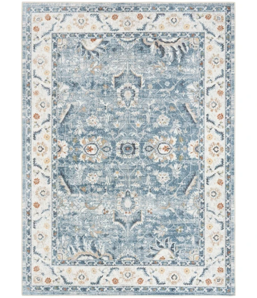 Nourison Astra Machine Washable Blue ASW20 5 ft. 3 in. X 7 ft. Rect. Rug