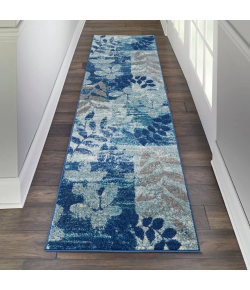 Nourison Tranquil Runner Area Rug TRA01-Navy/Light Blue