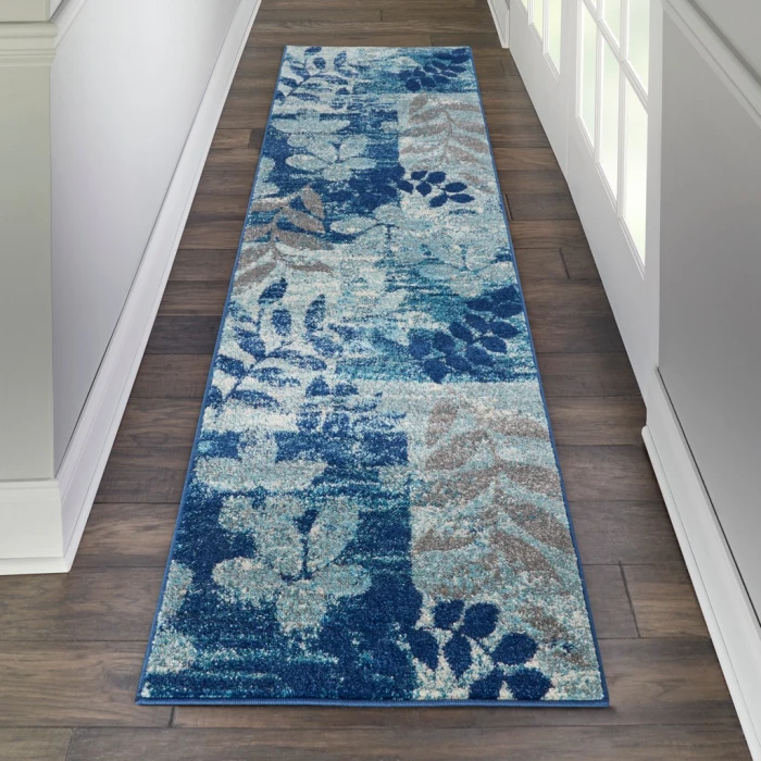 Nourison Tranquil Runner Area Rug TRA01-Navy/Light Blue