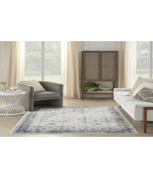 Nourison Astra Machine Washable Ivory Blue ASW16 4 ft. X 6 ft. Rectangle Rug