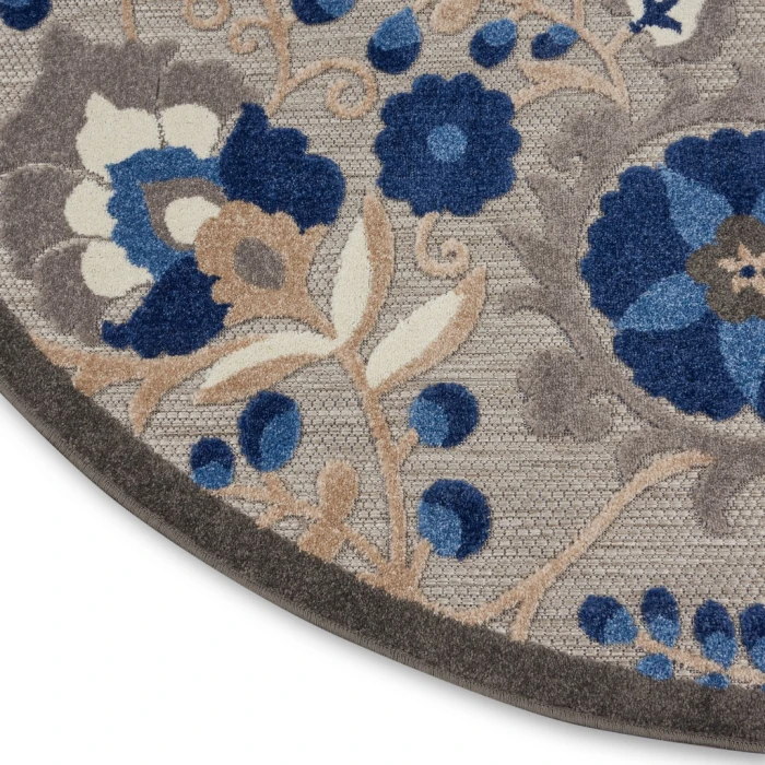 Nourison Aloha Round Area Rug ALH17-Natural/Blue