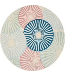 Nourison Home Grafix GRF20 Ivory/Multi 5 ft. 3 in. Round Area Rug