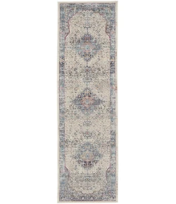 Nourison Home Vintage Kashan VKA07 Ivory Blue 2 ft. X 6 ft. Area Rug