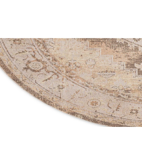 Nourison Astra Machine Washable Beige ASW13 5 ft. 3 in. Round Rug