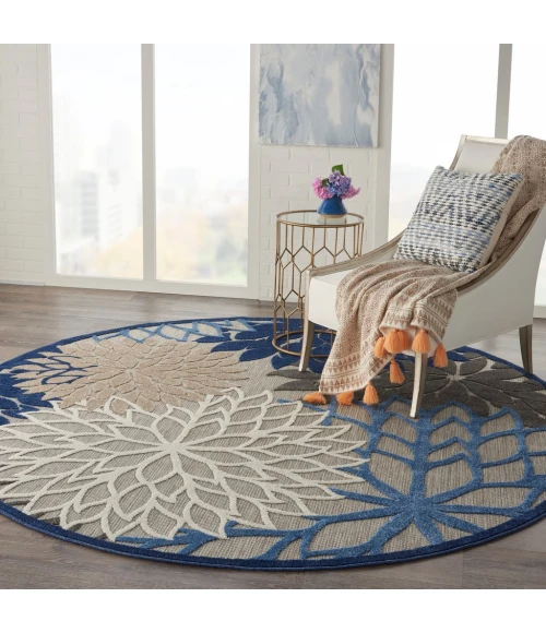 Nourison Aloha Round Area Rug ALH05-Blue/Multicolor