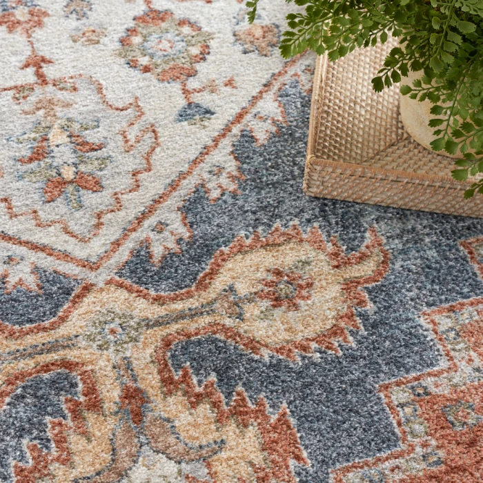 Nourison Astra Machine Washable Area Rug ASW11 Denim Multi