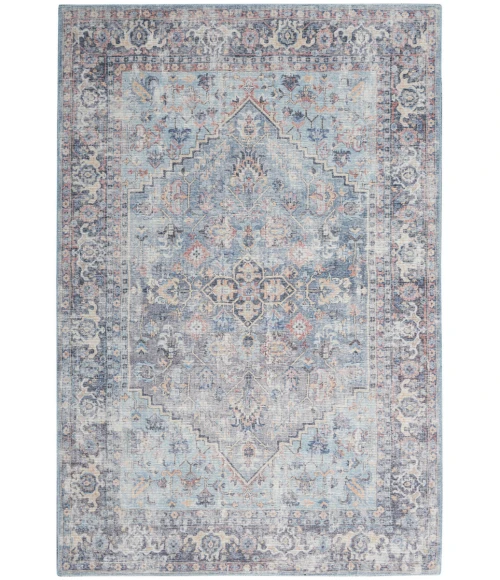 Nicole Curtis Machine Washable Series 1 Area Rug SR104 Light Grey/Blue
