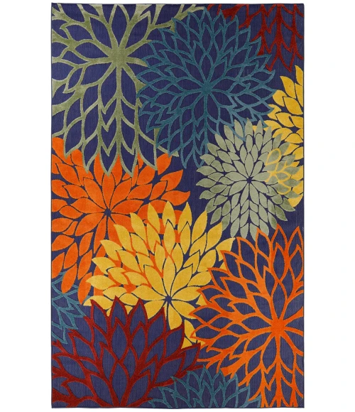 Nourison Aloha Navy Multicolor ALH05 7 ft. 10 in. X 10 ft. 6 in. Rectangle Rug