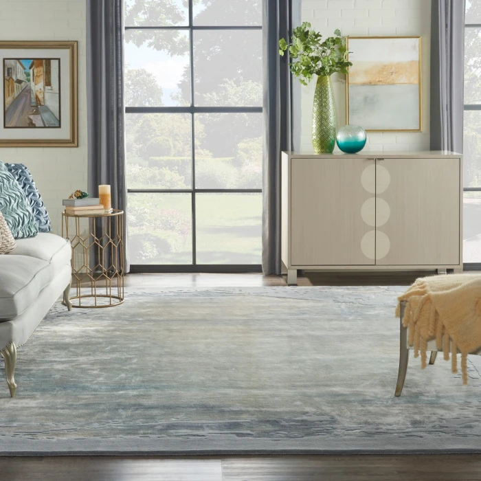 Nourison Prismatic Area Rug PRS19 Seafoam/Silver 9'9" x 13'9"