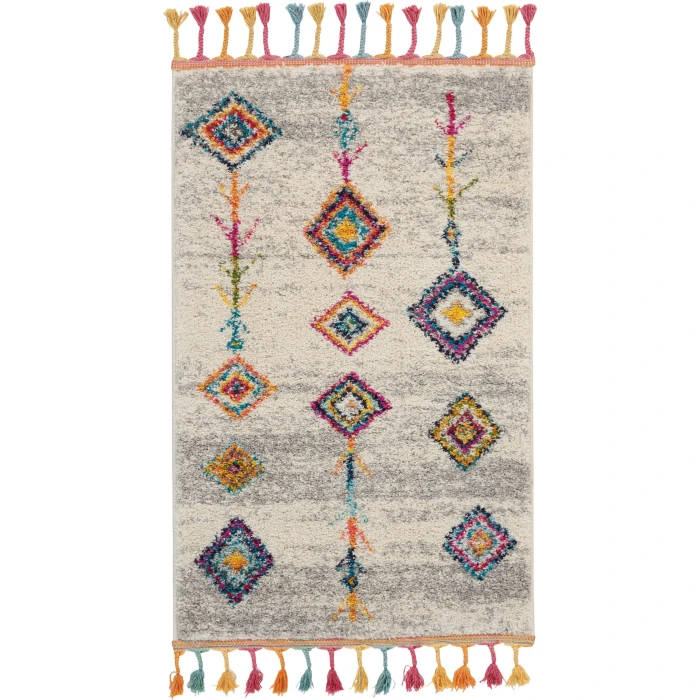 Nourison Nomad Cream Grey NMD04 2ft.2in. x 4ft. Rect. Rug