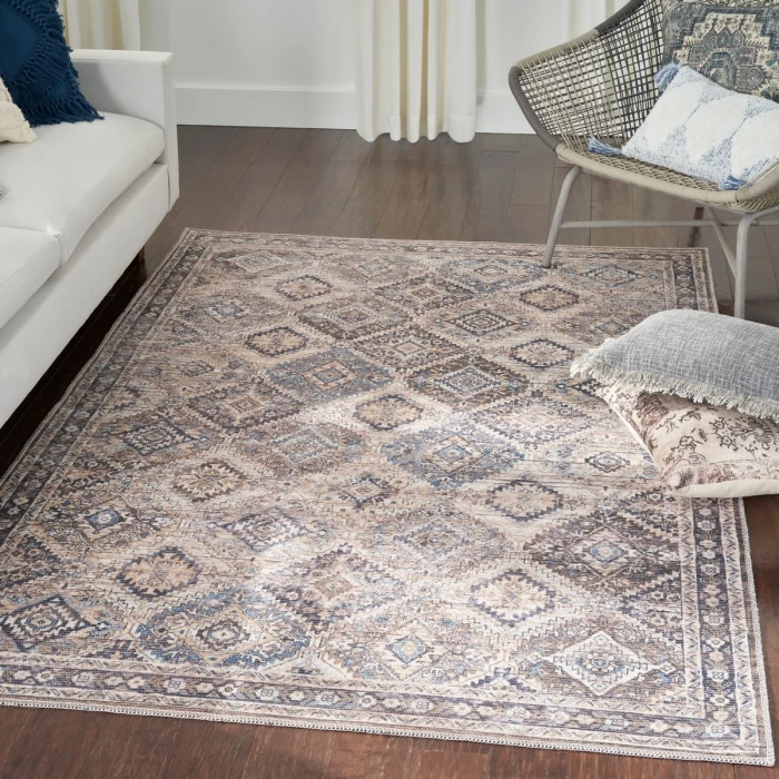 Nicole Curtis Machine Washable Series 1 Area Rug SR103 Ivory/Latte 5' x 7'