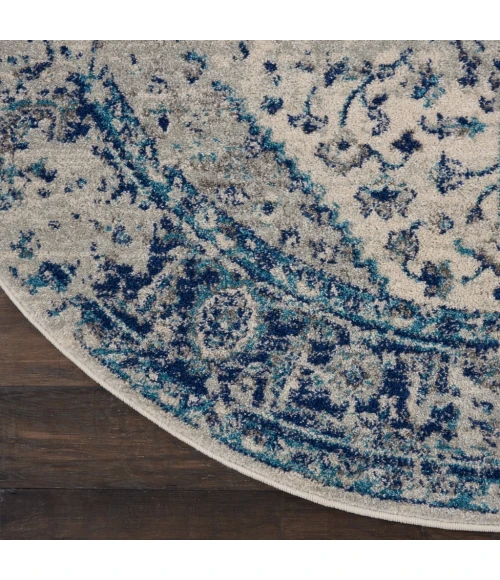 Nourison Tranquil Round Area Rug TRA06-Ivory/Light Blue