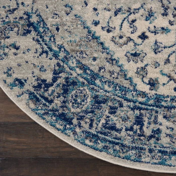 Nourison Tranquil Round Area Rug TRA06-Ivory/Light Blue