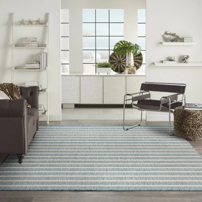 Nourison Positano Aqua Ivory POS03 12ft. x 15ft. Rect. Rug