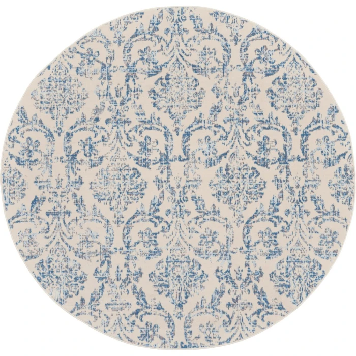 Nourison Jubilant Round Area Rug JUB09-Ivory Blue