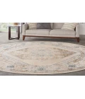Nourison Astra Machine Washable Ivory Blue ASW13 7 ft. 10 in. Round Rug