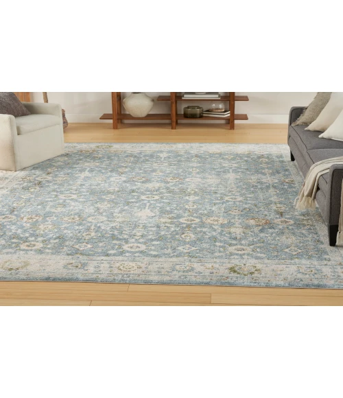 Nourison Astra Machine Washable Teal Beige ASW16 7 ft. 10 in. X 10 ft. Rectangle Rug