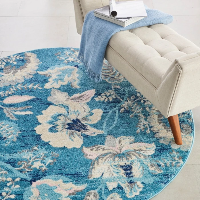 Nourison Tranquil Round Area Rug TRA02-Turquoise