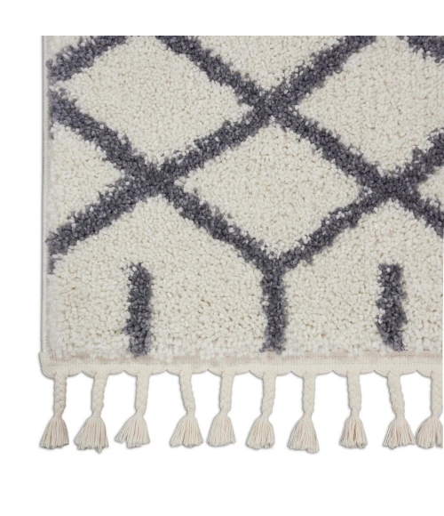 Nourison Moroccan Shag Runner Area Rug MRS01-White