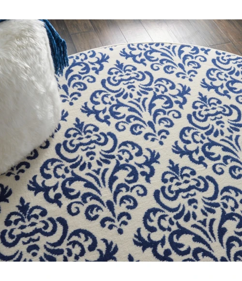 Nourison Grafix Round Area Rug GRF06-White/Blue