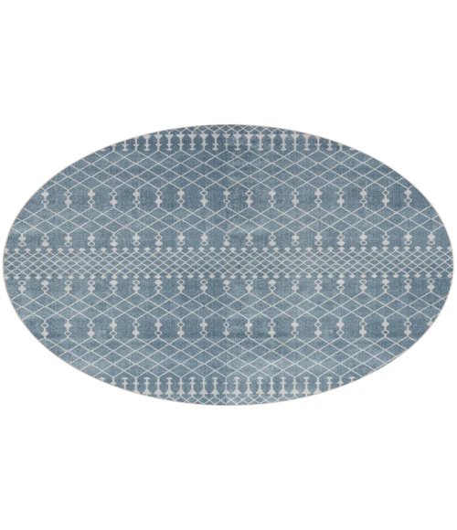 Nourison Astra Machine Washable Blue ASW10 7 ft. 10 in. Round Rug