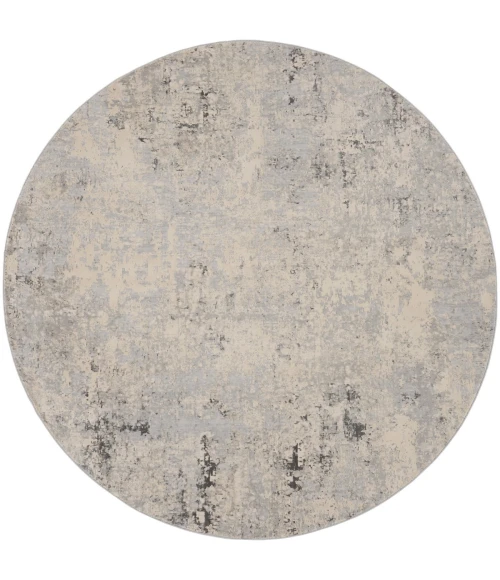 Nourison Rustic Textures Area Rug RUS07 Grey/Beige 5'3" Round