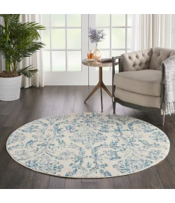 Nourison Home Jubilant JUB09 Ivory Blue 5 ft. 3 in. Round Area Rug