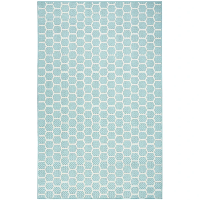 Nourison Twist Reversible Aqua TWS01 6 ft. X 9 ft. Rect. Rug