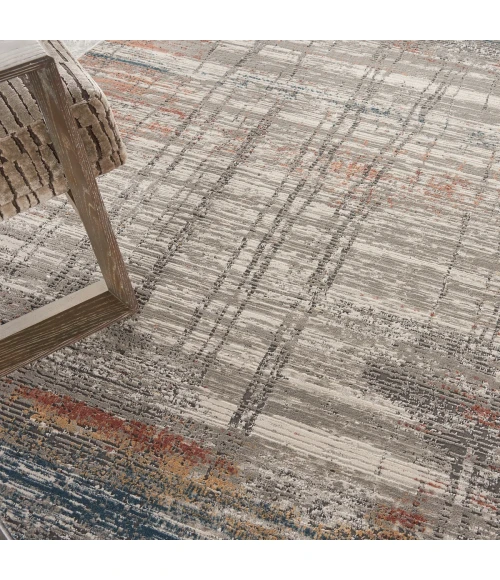 Nourison Rustic Textures Area Rug RUS12 Grey/Multi 5'3" Round