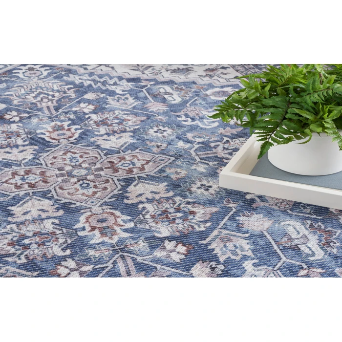 Nicole Curtis Machine Washable Series 1 Navy Ivory SR104 7 ft. 10 in. Round Rug