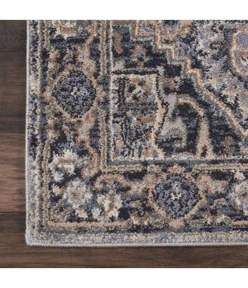 kathy ireland Home Moroccan Celebration Runner Area Rug KI381-Navy