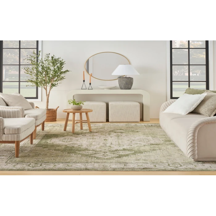 Nourison Astra Machine Washable Ivory Green ASW11 9 ft. X 12 ft. Rectangle Rug