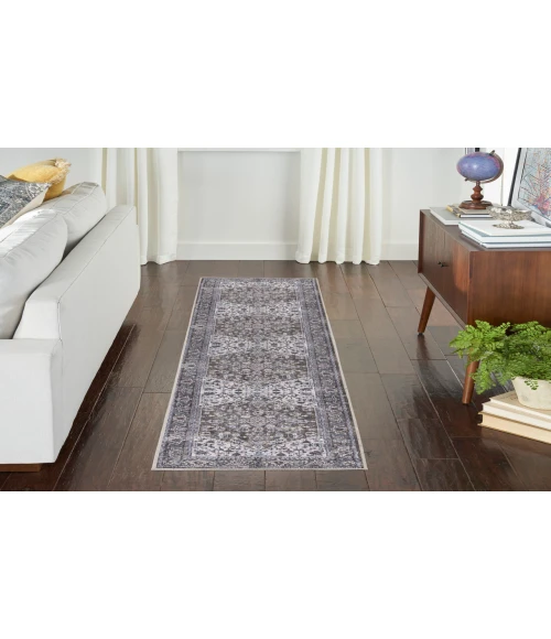 Nicole Curtis Machine Washable Series 1 Olive Ivory SR104 2 ft. 2 in. X 10 ft. Rectangle Rug