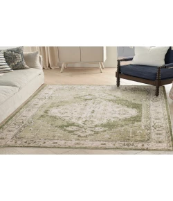 Nourison Home Astra Machine Washable ASW11 Ivory Green 5 ft. 3 in. X 7 ft. Area Rug