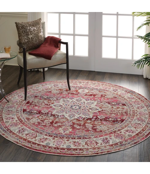 Nourison Vintage Kashan Round Area Rug VKA01-Red