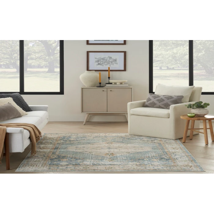 Nourison Astra Machine Washable Silver Blue ASW11 4 ft. X 6 ft. Rectangle Rug