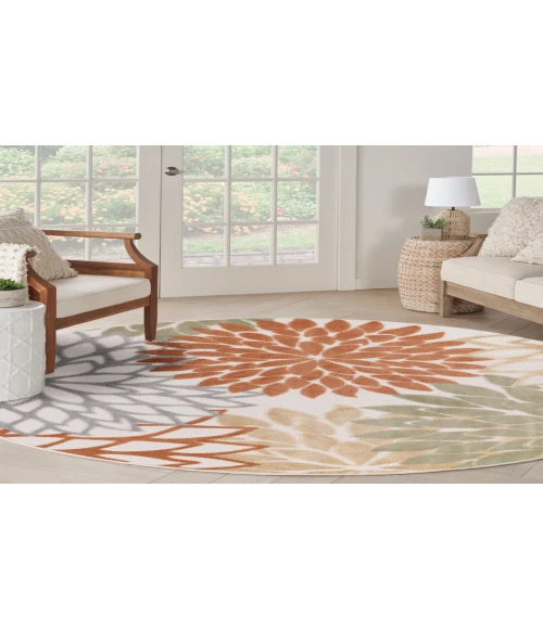 Nourison Aloha Ivory Multicolor ALH05 5 ft. 3 in. Round Rug