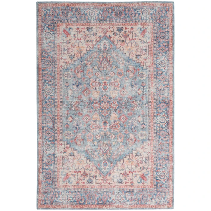 Nicole Curtis Machine Washable Series 1 Area Rug SR104 Blue/Multi 5' x 7'
