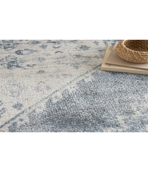 Nourison Astra Machine Washable Blue Ivory ASW11 5 ft. 3 in. Round Rug