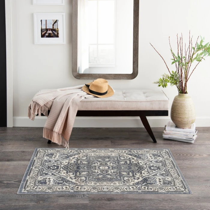 Nourison Quarry Navy Ivory QUA18 2 ft. X 4 ft. Rect. Rug
