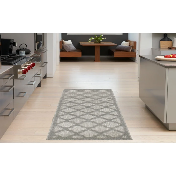 Nourison Easy Care Silver Grey NES01 2 ft. X 6 ft. Rectangle Rug