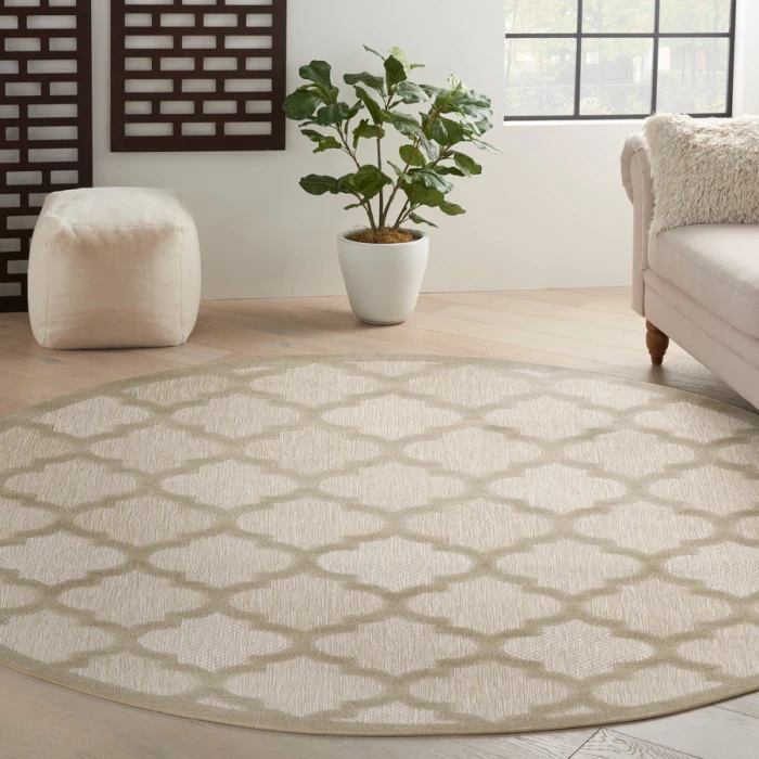 Nourison Home Easy Care Cream NES01 8 ft. Round Rug