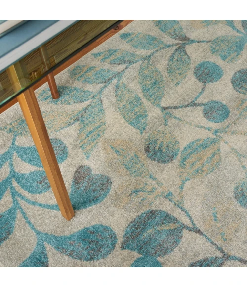 Nourison Tranquil Area Rug TRA03-Ivory/Turquoise