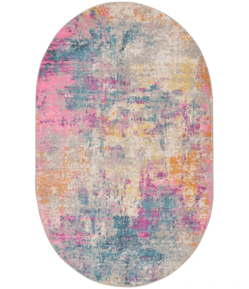 Nourison Passion Ivory Multicolor PSN36 6 ft. X 9 ft. Oval Rug