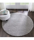 Nourison Malibu Shag Round Area Rug MSG01-Silver Grey