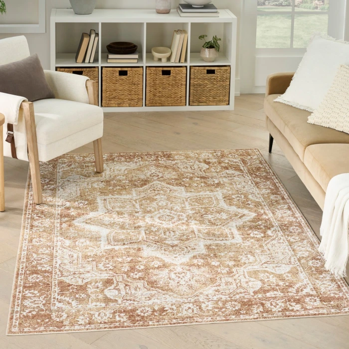 Nourison Astra Machine Washable Rust ASW12 4 ft. X 6 ft. Rect. Rug
