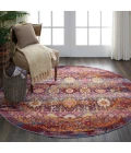Nourison Vintage Kashan Round Area Rug VKA03-Red/Multicolor