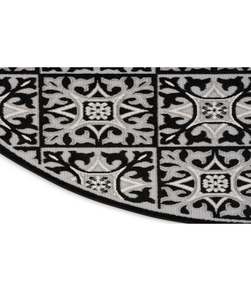 Nourison Aloha Black White ALH34 7’10” Round Rug